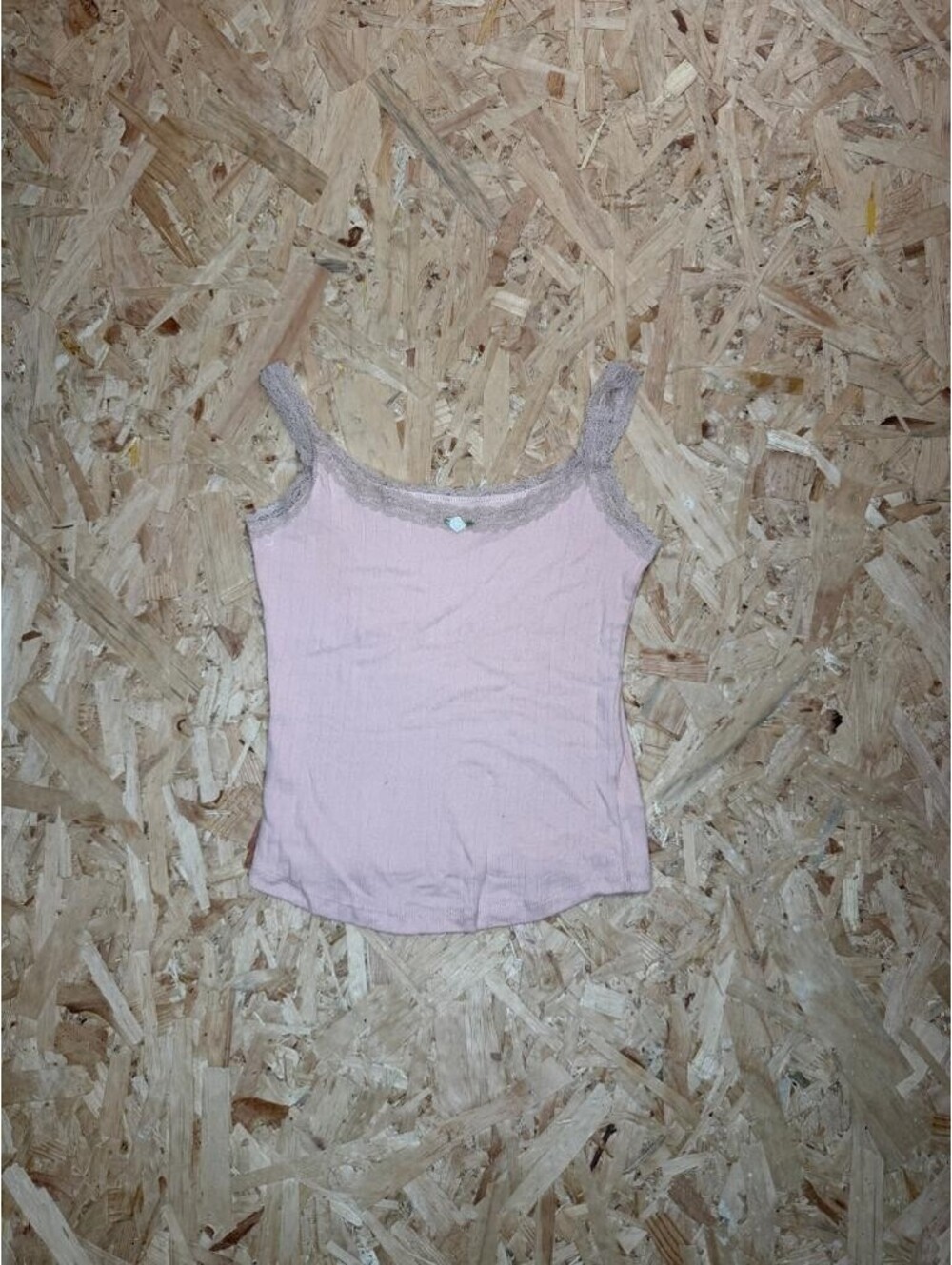 Aeropostale Seriously Soft Camisole Tank Top Womens Small Pink Ribbed Lace Trim